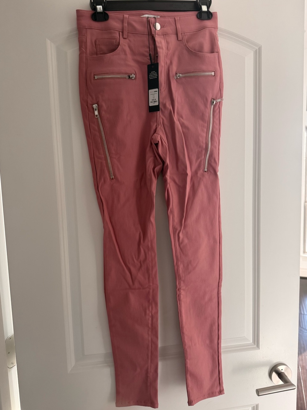 Fashion Nova Pink Skinny Zip-Detail Pants